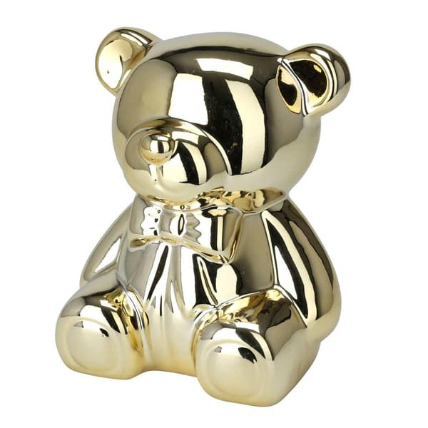 Keramisk bamse sparegris, guld