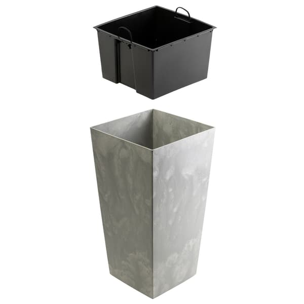 Set med stora moderna blomkrukor grå betong 3 st