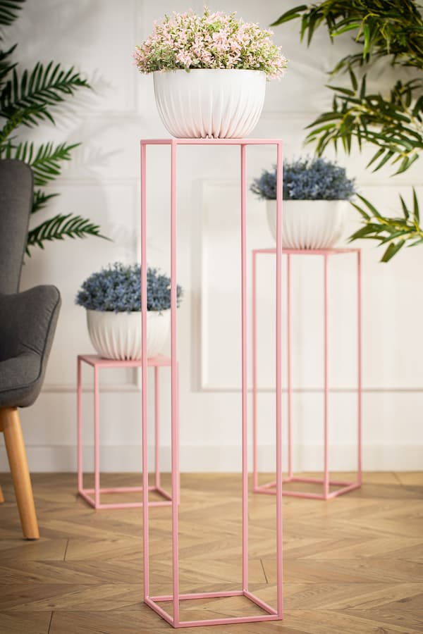 Pink stående blomsterstativ 100 cm