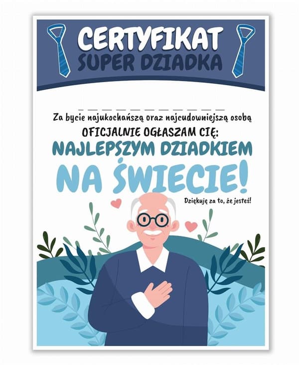 A4-certifikat Super bedstefars dag 5 stk.