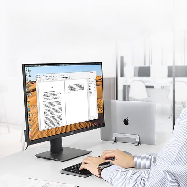 Vertikal stativholder til MacBook Laptop Tablet Aluminium Sølv