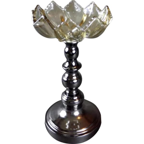 Kristallljusstake med krombas 29x16 cm