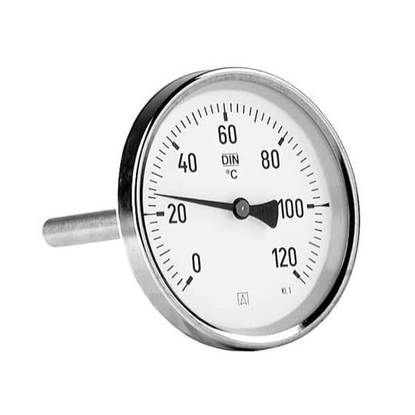 Bimetallisk termometer BiTh 100, diameter 100 mm, 0-120°C, muffe L 40 mm, 1/2 ca