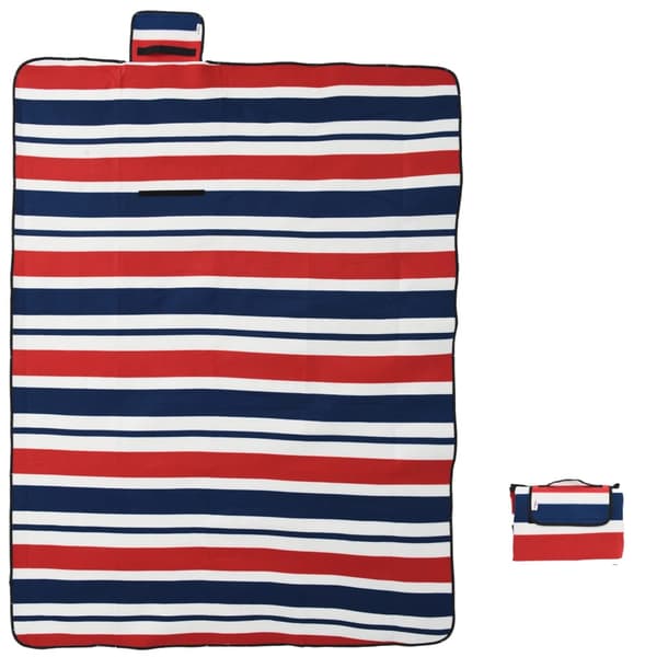 vidaXL foldbart picnictæppe røde og blå striber 200x150 cm