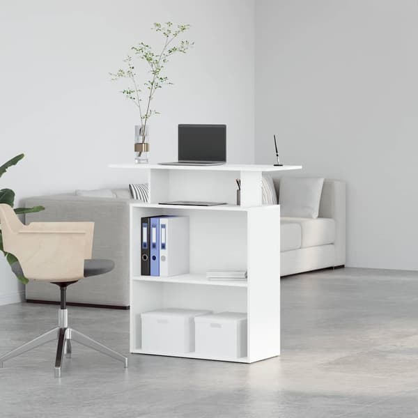 vidaXL Receptionsdisk vit 100x40x104 cm limmad trä