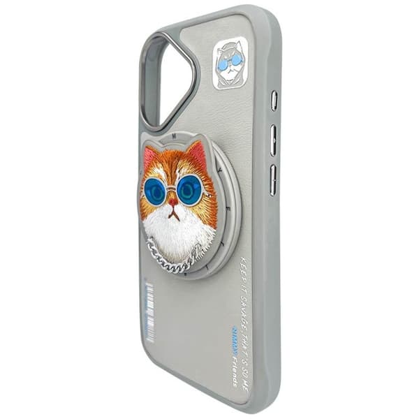 Nimmy Glasses Cool Cat MagSafe -kotelo iPhone 16:lle, harmaa