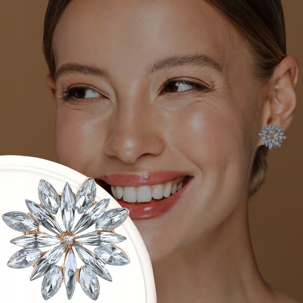 Damekrystal ørestikker elegant blomst ST172