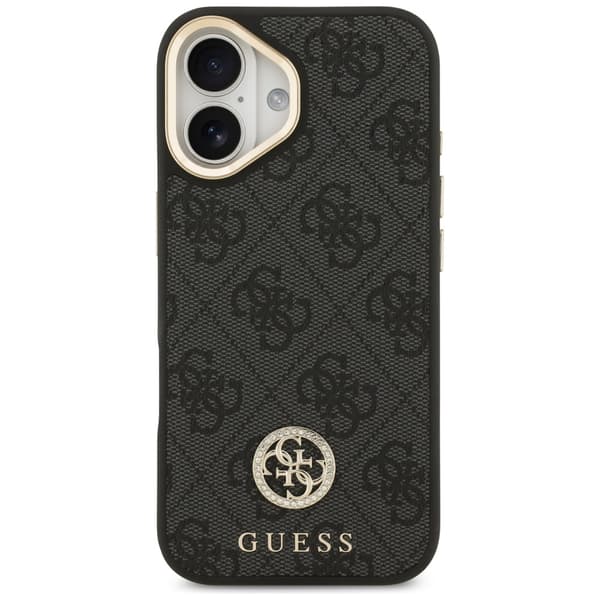Guess 4G Strass Logo & Store Rem Metalknapper MagSafe-cover til iPhone 17 Sort