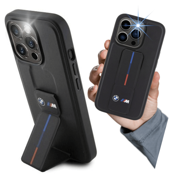 BMW Grip Hot Stamp-cover til iPhone 15 Pro Max, sort