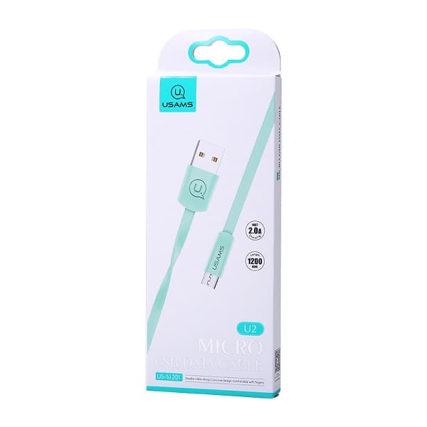 USAMS Fladt U2 USB-A til MicroUSB-kabel 1,2 m blå
