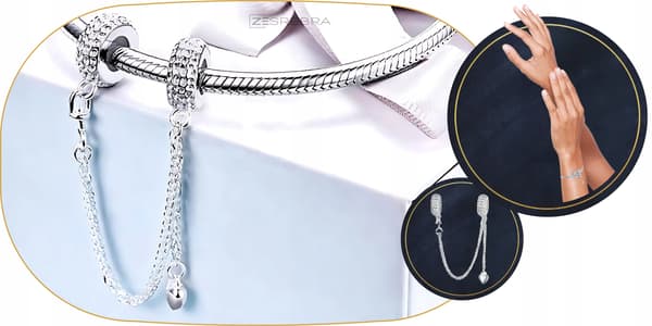 Berlockkedja säkerhet silver 925 silver zirkoner berlocker pr 925