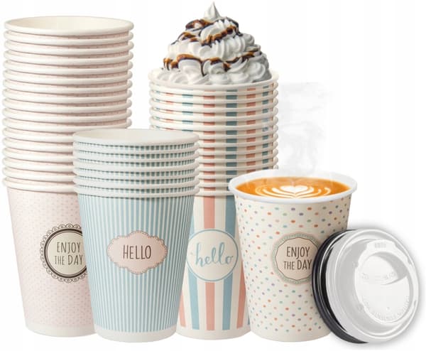 Pappersmuggar med pastellfärger 250ml 100 bitar te varma drycker