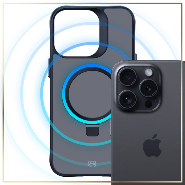3mk Smoke Case Mag&Stand-skal för iPhone 15 Pro Max