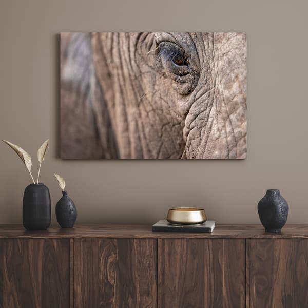 Lærredstryk Dyr Elefantøje 80x50 cm