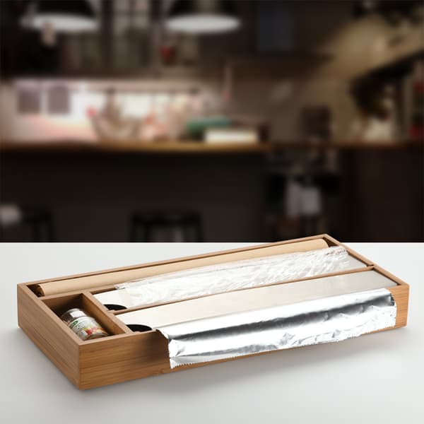 Mörk bambufoliedispenser