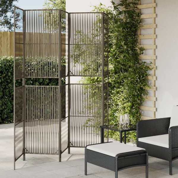 vidaXL 5-panelsskærm, grå, polyrattan