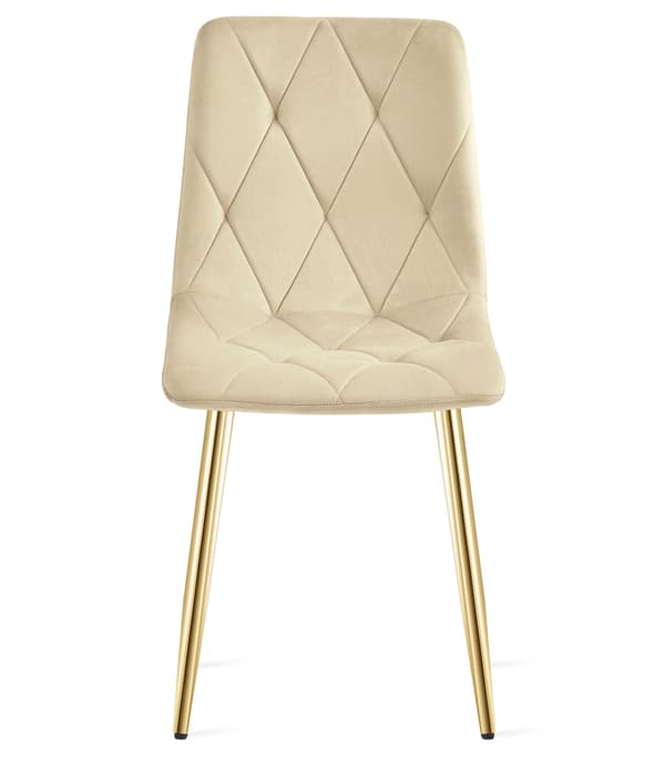 LIBRA stol - ljusbeige sammet / guldfärgade ben x 2