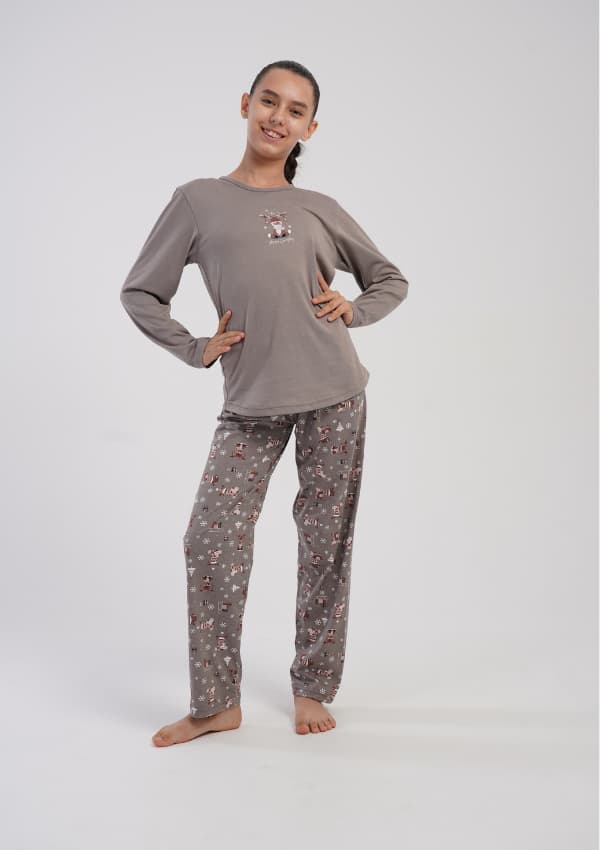 Vienetta flickpyjamas 7/8 128 bomull långärmad och långbyxor