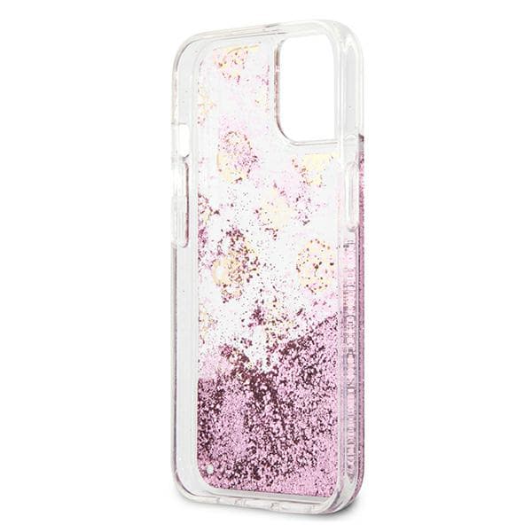 Guess Peony Liquid Glitter-cover til iPhone 13 mini, lyserød