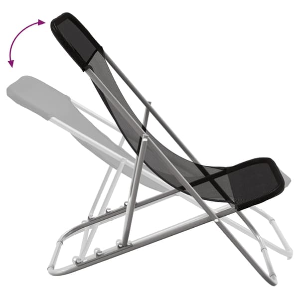 vidaXL foldbare strandstole, sæt med 2, sort, textilene og stål