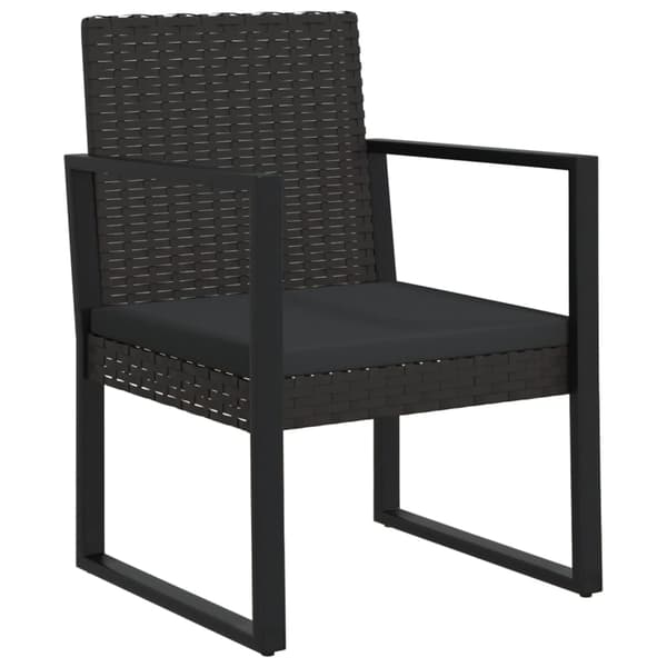 vidaXL havelænestol med hynde, sort, polyrattan