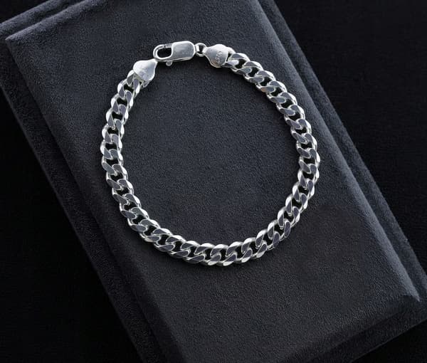 HERRARMBAND MED SILVERDIAMANTKUDDE 5 mm 925 SILVER
