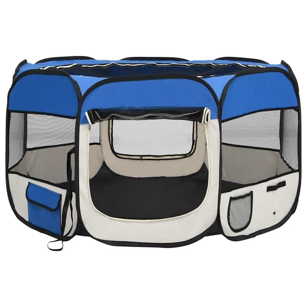 vidaXL foldbart hundebur med bærepose blå 110x110x58 cm