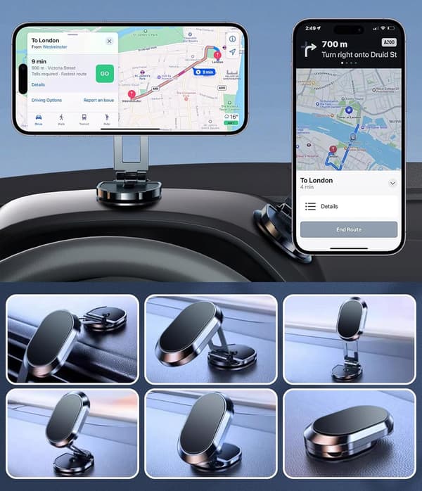 Magnetisk telefonholder til bilen - sølv / sort