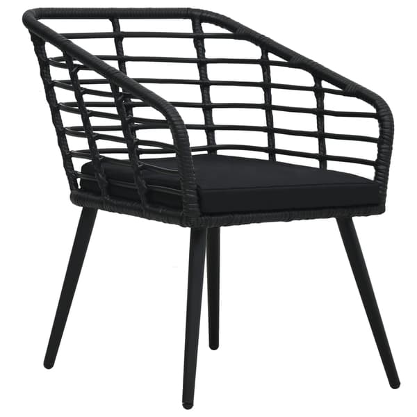 vidaXL 3-delt bistrosæt, PE-rattan, sort