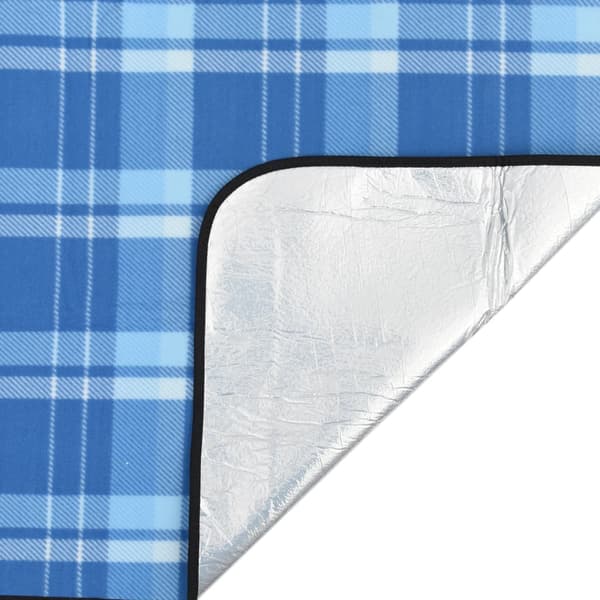 vidaXL foldbart picnictæppe blå ternet 200x200 cm fløjl