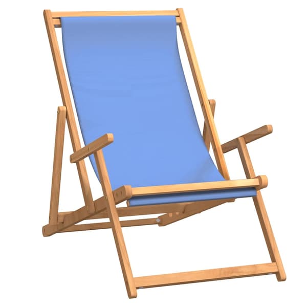 vidaXL foldbar strandstol massiv teak blå