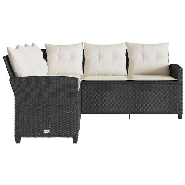 vidaXL L-formet sofa med hynder sort polyrattan
