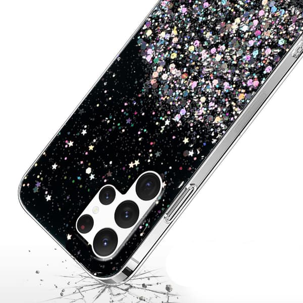 Samsung Galaxy S22 Ultra 5G cover, glitrende, sort