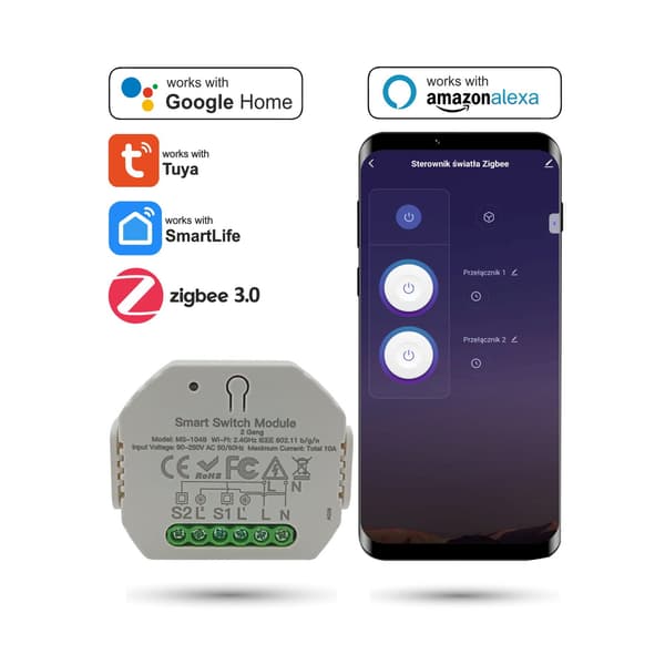 TUYA 2-kanals Zigbee belysningscontroller