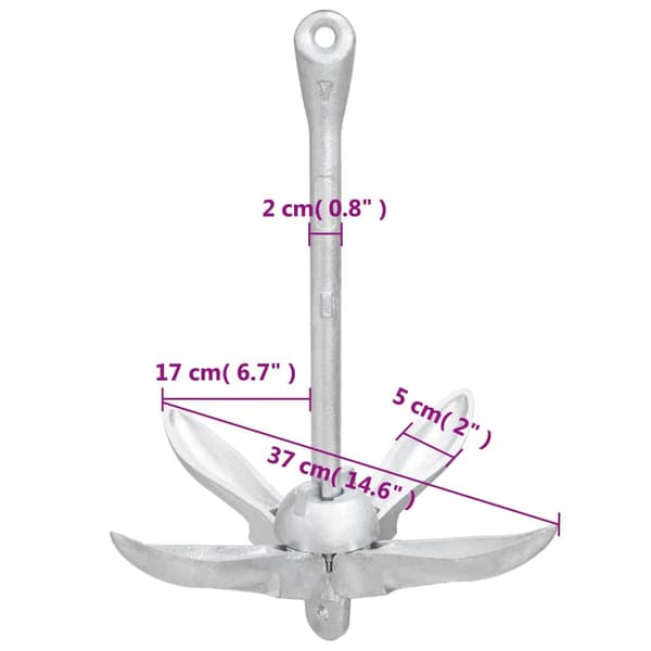 vidaXL Hopfällbart ankare silver 3,2 kg smidbart järn