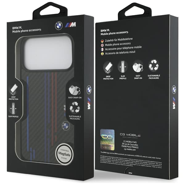 BMW M Kevlar Lines & Logo MagSafe-cover til iPhone 17 Pro Max, sort
