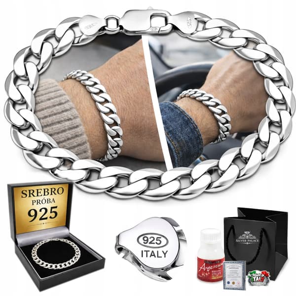SILVER Herrarmband 8 mm TJOCKT SILVER 925 Armor Armband