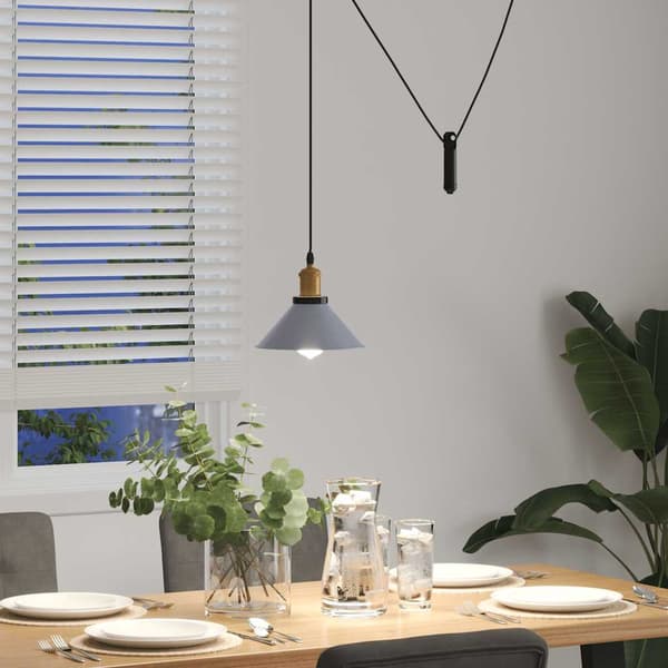 vidaXL Höjdjusterbar pendellampa E27 blank grå
