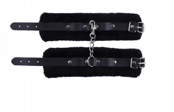 BDSM Sæt Pels Håndjern og Blindbind Sort