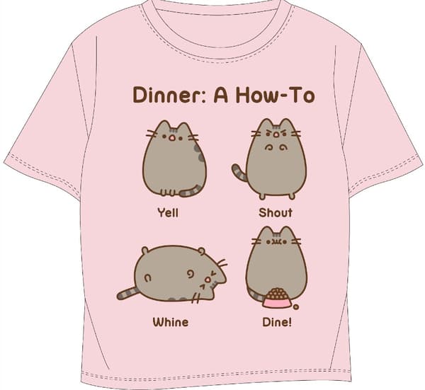 Pusheen Kitty t-shirt flickor bomull rosa 146/152