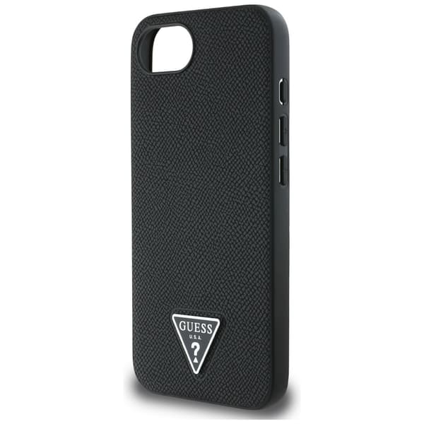 Guess Grained Triangle MagSafe-etui til iPhone 16e / 17e, sort