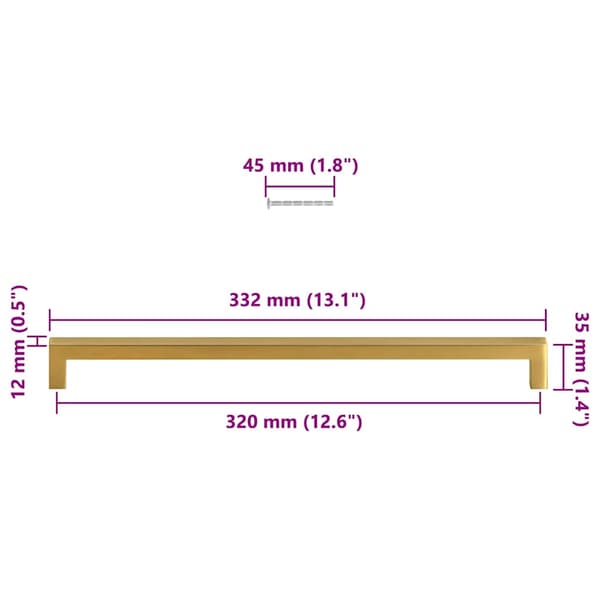 vidaXL skabsgreb, 5 stk., guld, 320 mm, rustfrit stål