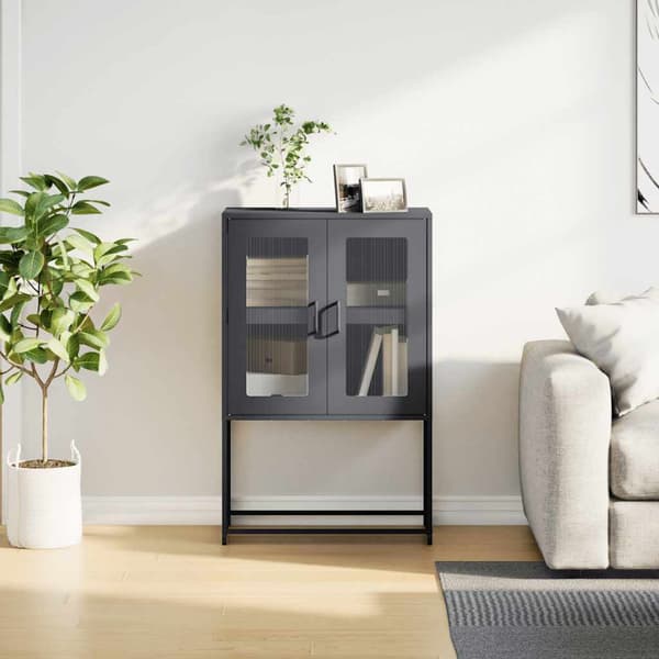vidaXL Hög byrå antracit 68x39x107 cm stål