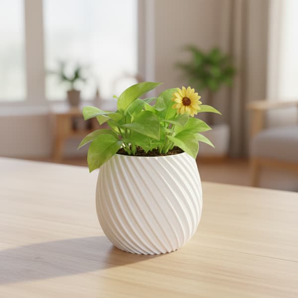 Moderne designer spiralblomsterpotte hvid til planter