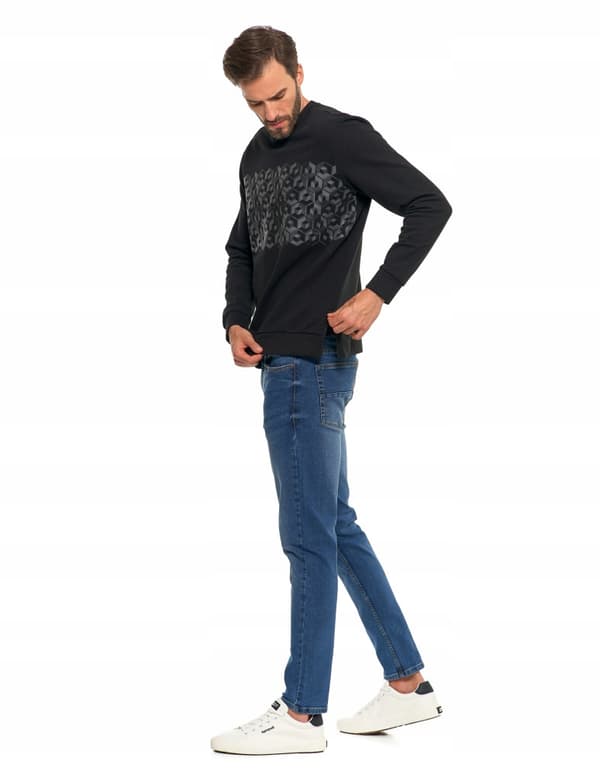 Moraj herrhoody med tryck svart bomull stl L