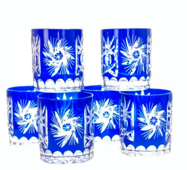 Koboltkrystal whiskyglas 280 ml Olivenkværn