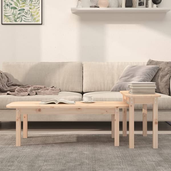 vidaXL Soffbordsset, 2 delar, massivt furuträ