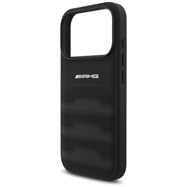AMG Lædercover med Prægede Linjer og Logo til iPhone 17 Pro Sort