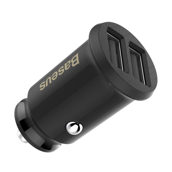 Mini biloplader til din telefon 2x USB Grain biloplader sort