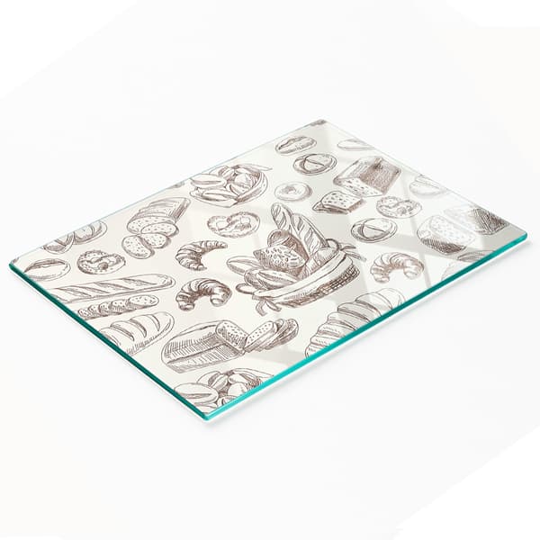 Multifunktionell dekorativ brödbräda i härdat glas 80x52 cm för kök